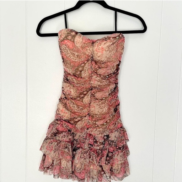 bebe Dresses & Skirts - Bebe pink paisley strapless dress